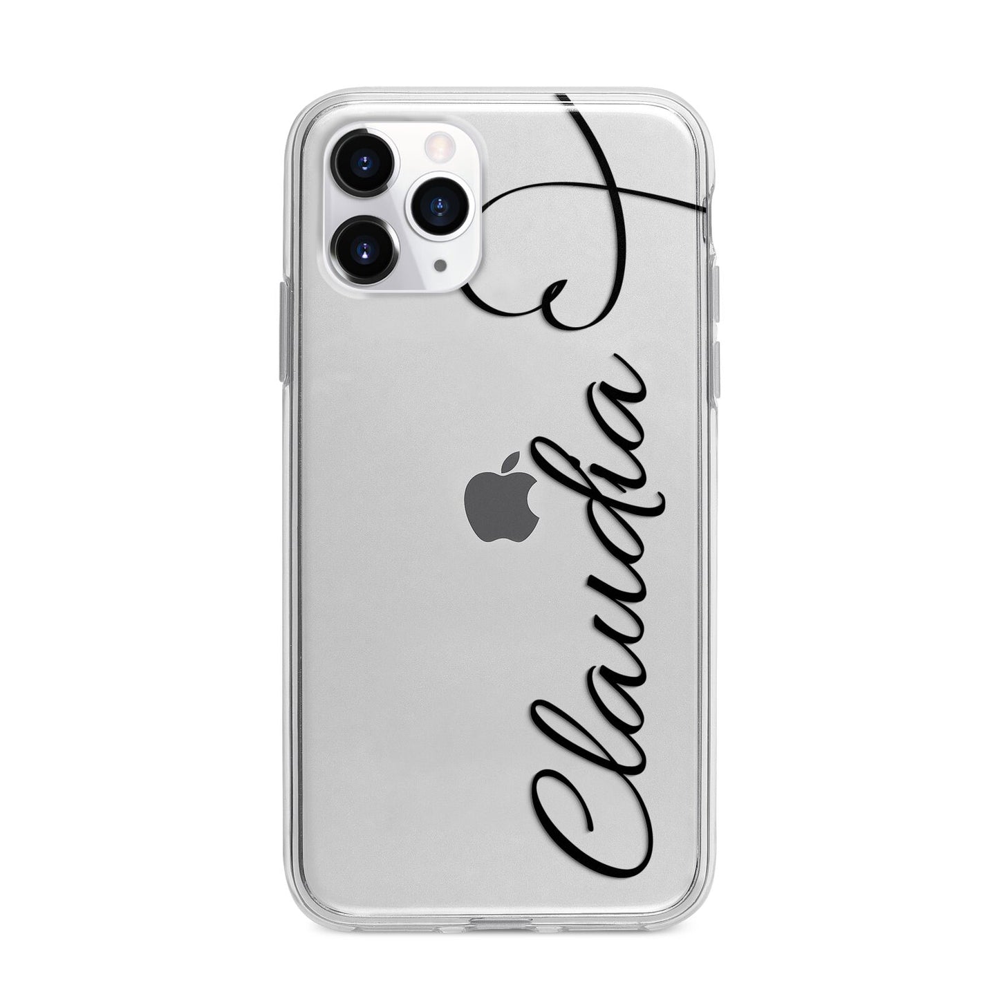 Personalised Heart Name Apple iPhone 11 Pro in Silver with Bumper Case