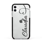 Personalised Heart Name Apple iPhone 11 in White with Black Impact Case