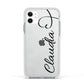 Personalised Heart Name Apple iPhone 11 in White with White Impact Case