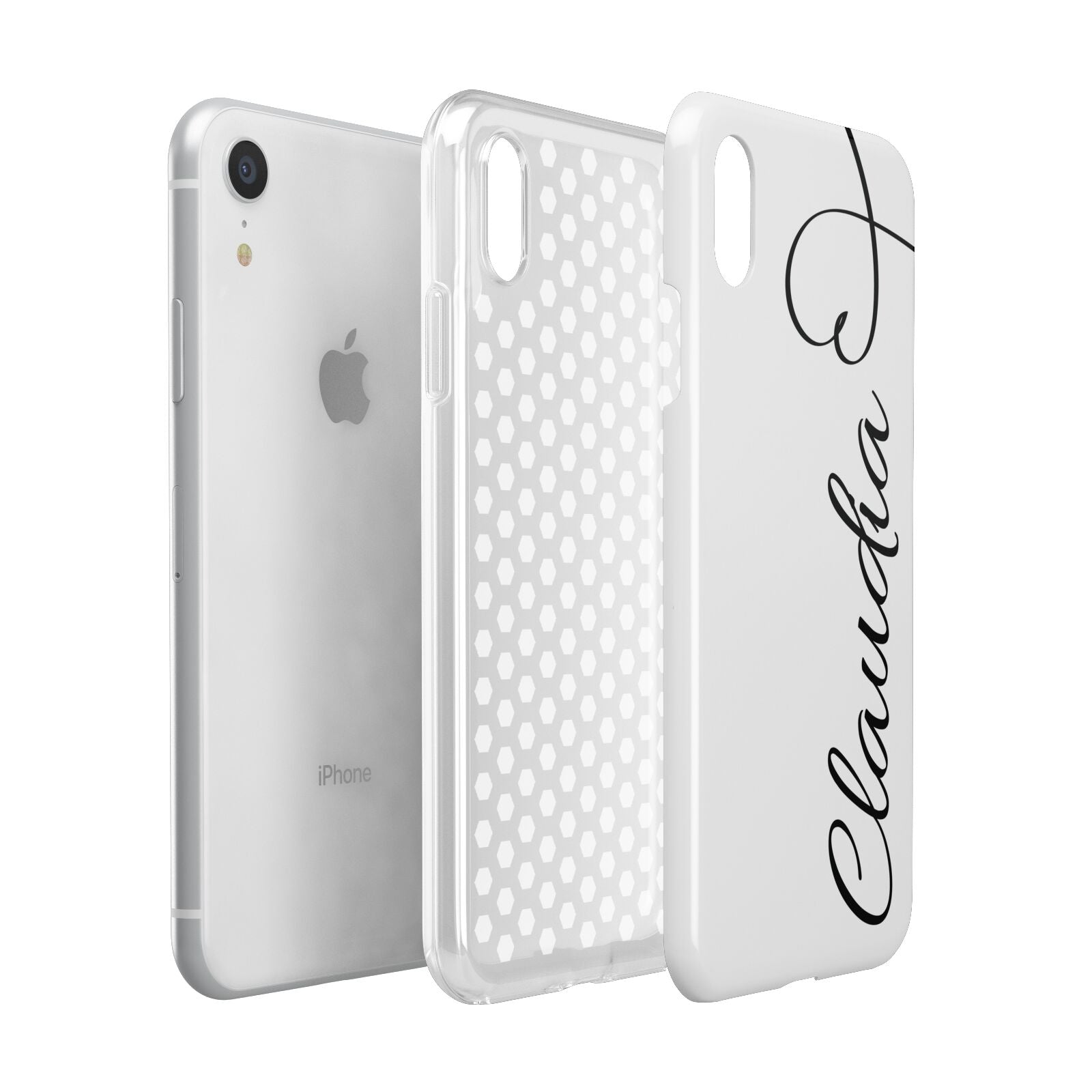 Personalised Heart Name Apple iPhone XR White 3D Tough Case Expanded view