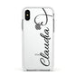 Personalised Heart Name Apple iPhone Xs Impact Case White Edge on Silver Phone