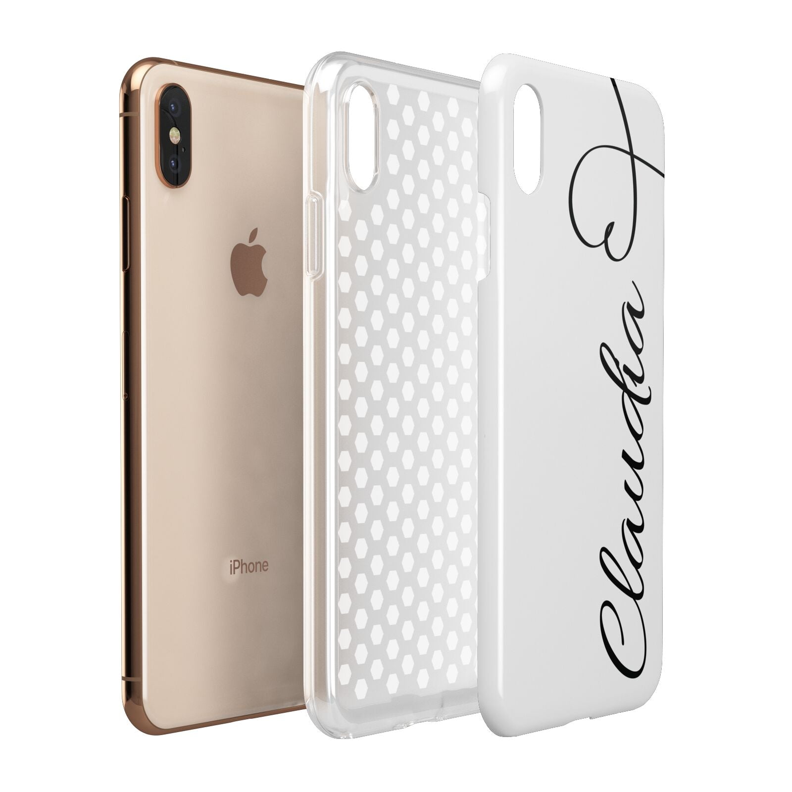 Personalised Heart Name Apple iPhone Xs Max 3D Tough Case Expanded View