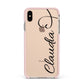 Personalised Heart Name Apple iPhone Xs Max Impact Case Pink Edge on Gold Phone
