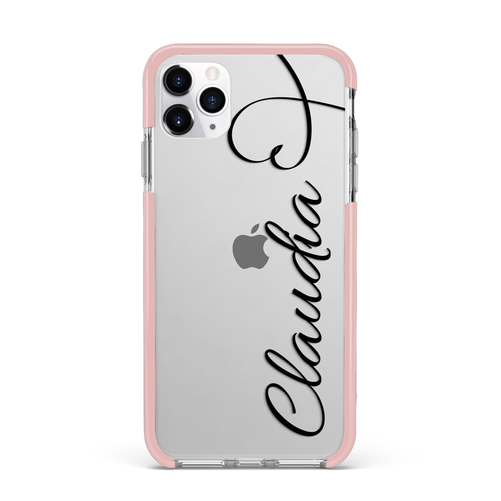 Personalised Heart Name iPhone 11 Pro Max Impact Pink Edge Case