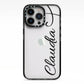 Personalised Heart Name iPhone 13 Pro Black Impact Case on Silver phone