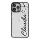 Personalised Heart Name iPhone 13 Pro Max Black Impact Case on Silver phone