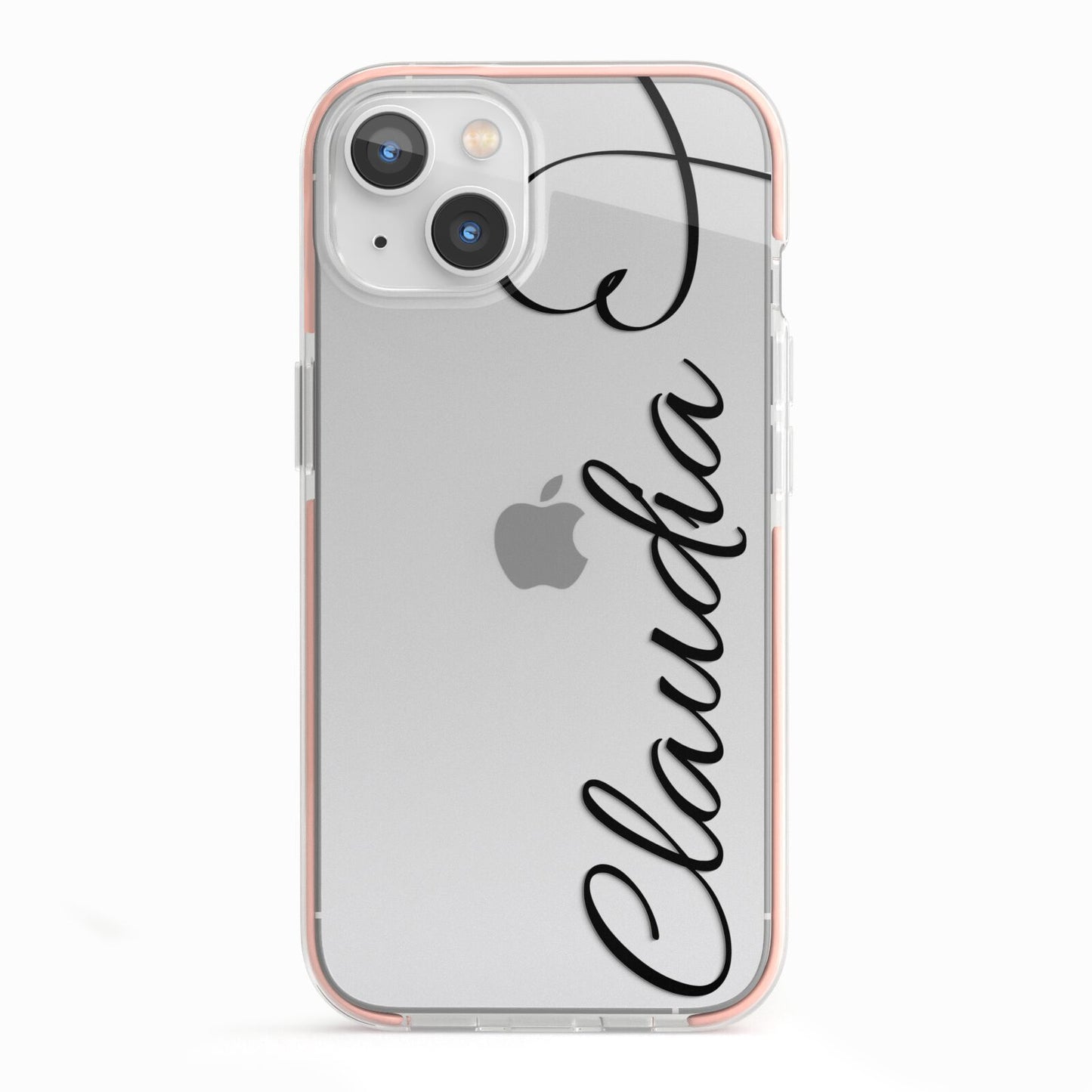Personalised Heart Name iPhone 13 TPU Impact Case with Pink Edges