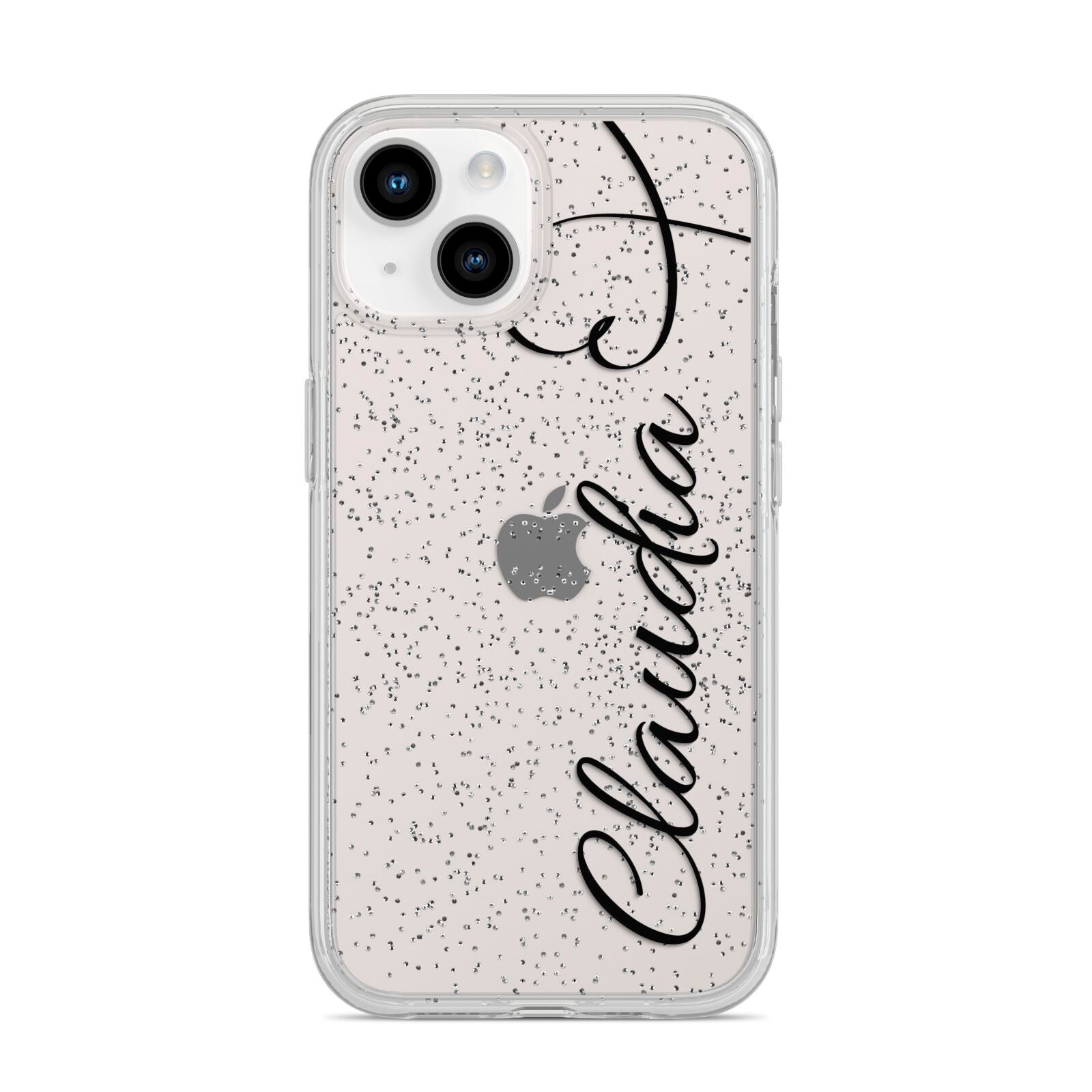 Personalised Heart Name iPhone 14 Glitter Tough Case Starlight