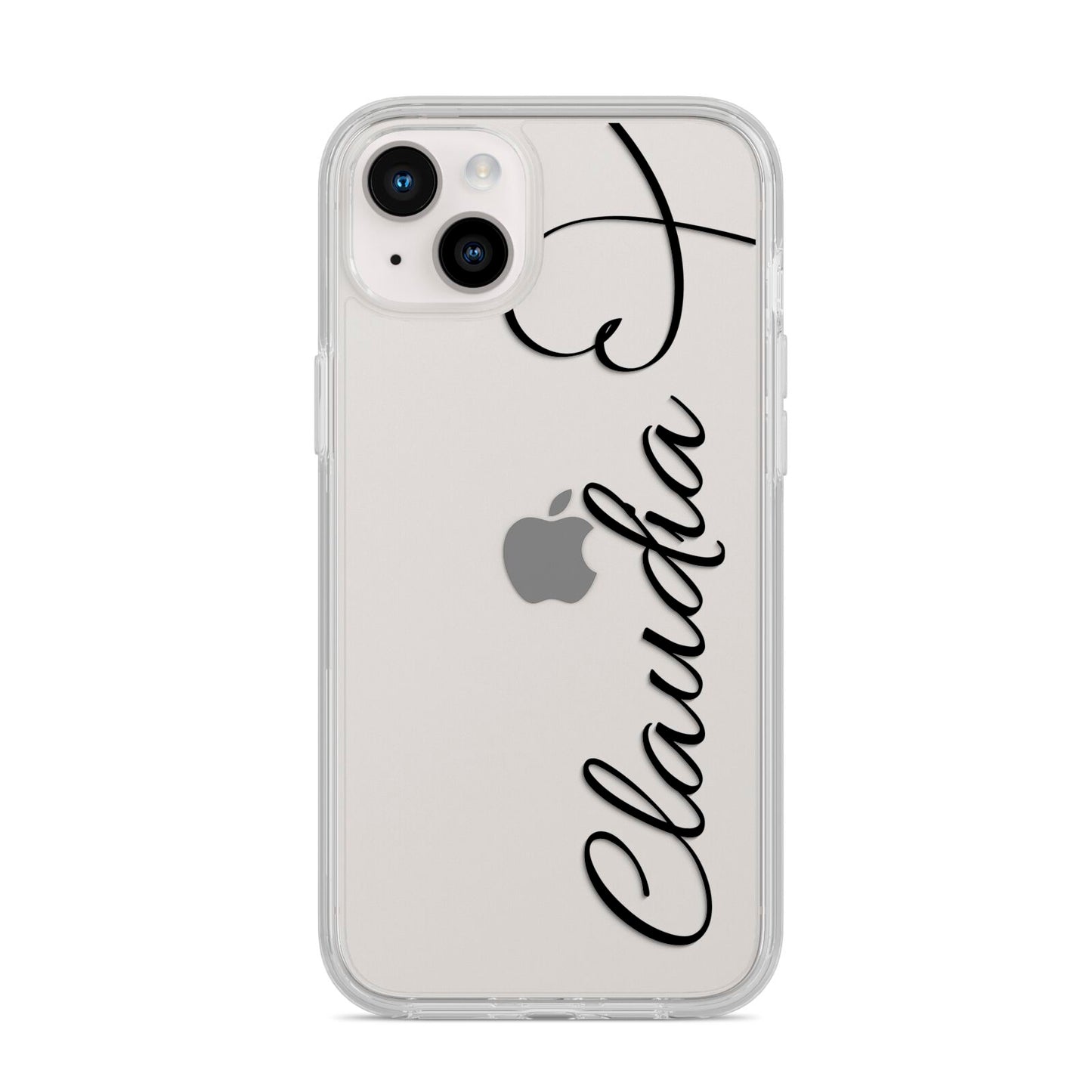 Personalised Heart Name iPhone 14 Plus Clear Tough Case Starlight