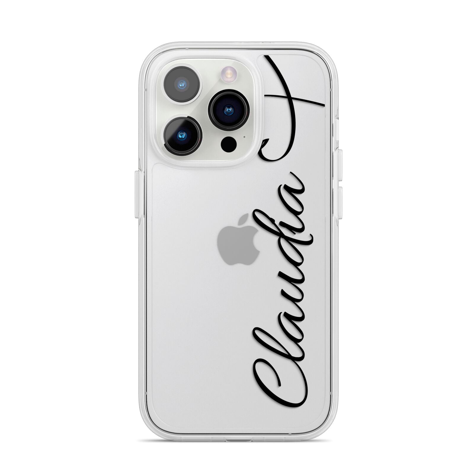 Personalised Heart Name iPhone 14 Pro Clear Tough Case Silver