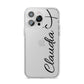 Personalised Heart Name iPhone 14 Pro Max Clear Tough Case Silver