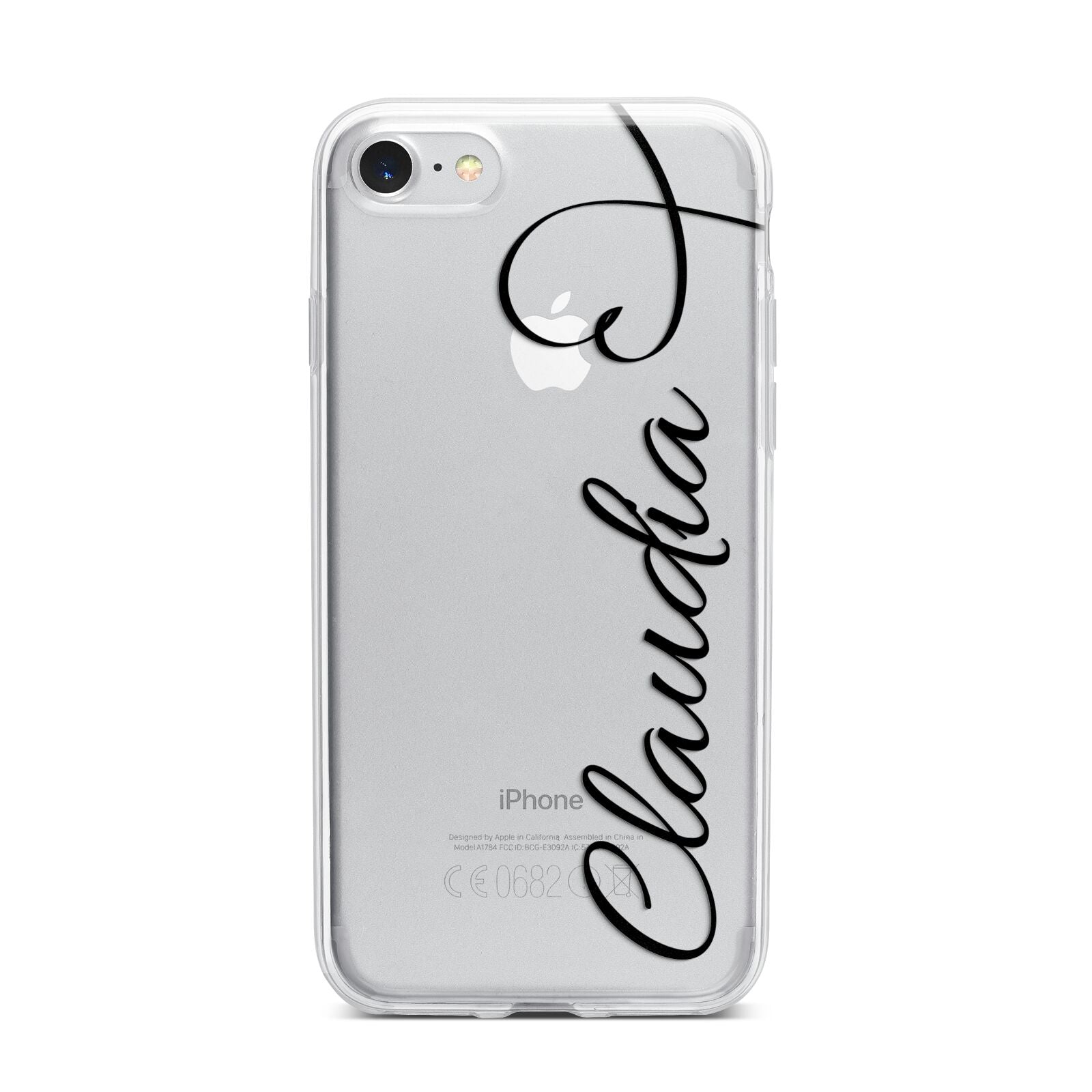 Personalised Heart Name iPhone 7 Bumper Case on Silver iPhone