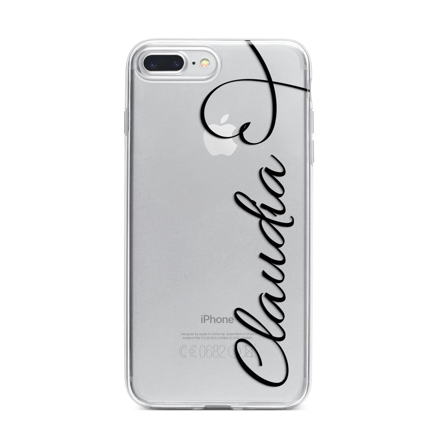 Personalised Heart Name iPhone 7 Plus Bumper Case on Silver iPhone