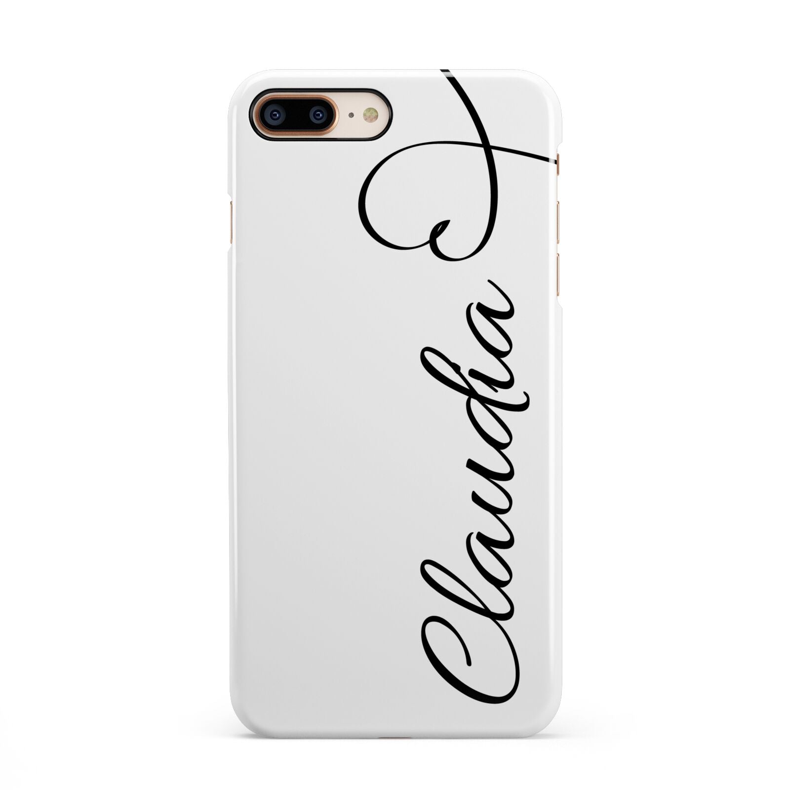 Personalised Heart Name iPhone 8 Plus 3D Snap Case on Gold Phone
