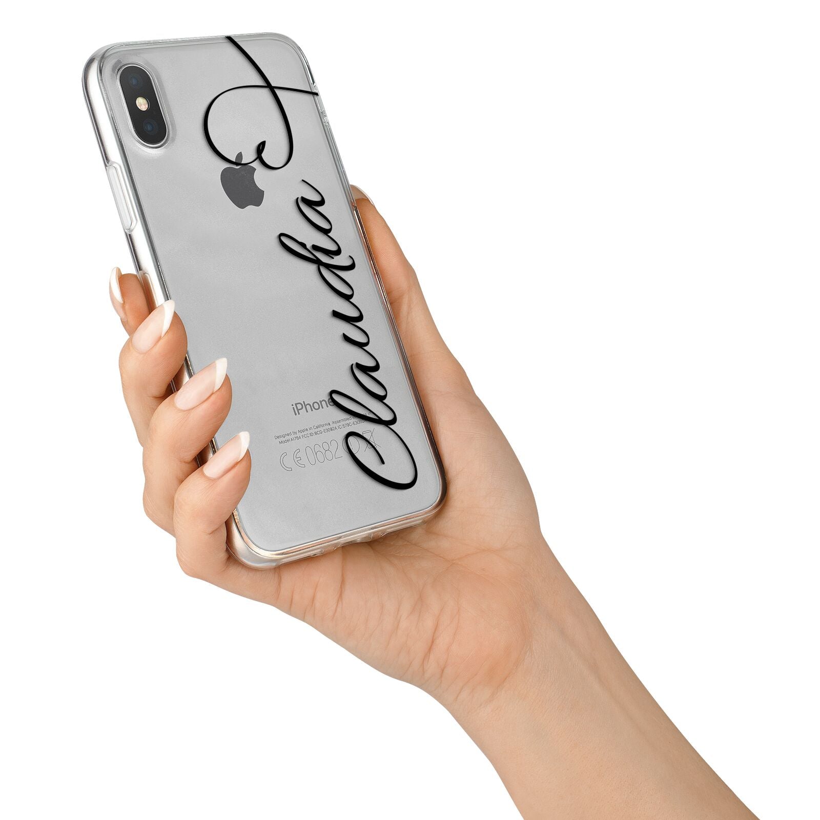 Personalised Heart Name iPhone X Bumper Case on Silver iPhone Alternative Image 2
