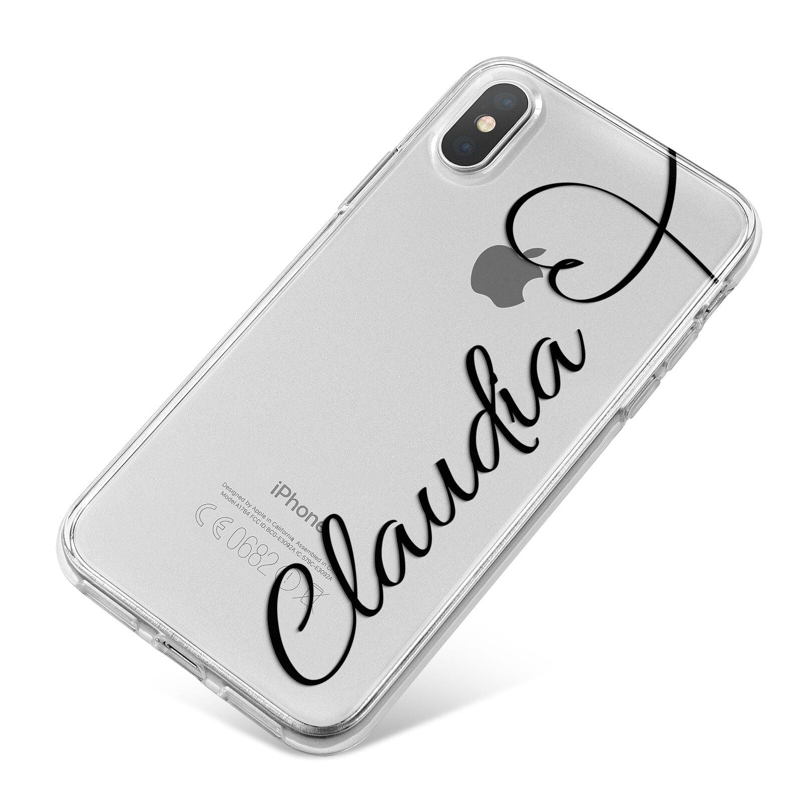 Personalised Heart Name iPhone X Bumper Case on Silver iPhone