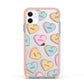 Personalised Heart Sweets Apple iPhone 11 in White with Pink Impact Case