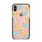 Personalised Heart Sweets Apple iPhone Xs Impact Case Black Edge on Gold Phone