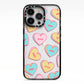 Personalised Heart Sweets iPhone 13 Pro Black Impact Case on Silver phone