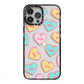 Personalised Heart Sweets iPhone 13 Pro Max Black Impact Case on Silver phone