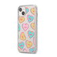 Personalised Heart Sweets iPhone 14 Plus Clear Tough Case Starlight Angled Image