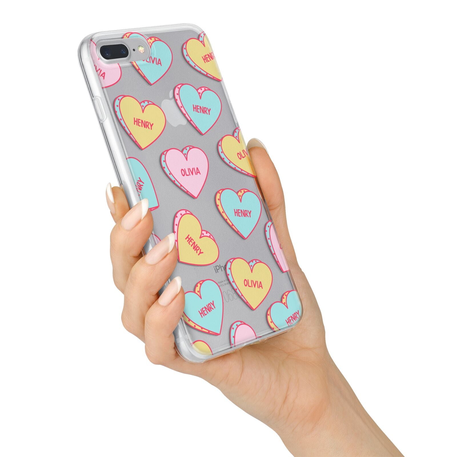 Personalised Heart Sweets iPhone 7 Plus Bumper Case on Silver iPhone Alternative Image