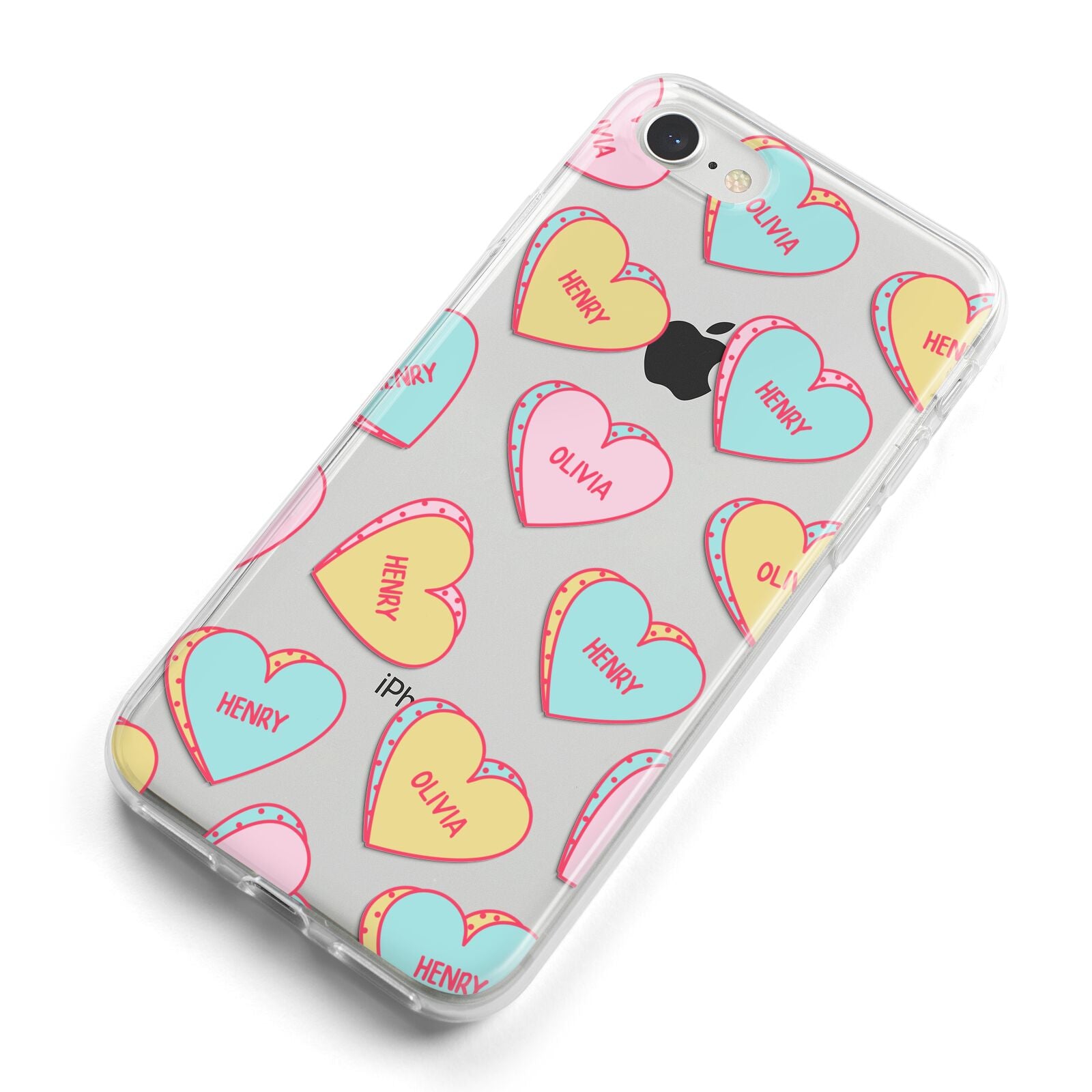 Personalised Heart Sweets iPhone 8 Bumper Case on Silver iPhone Alternative Image