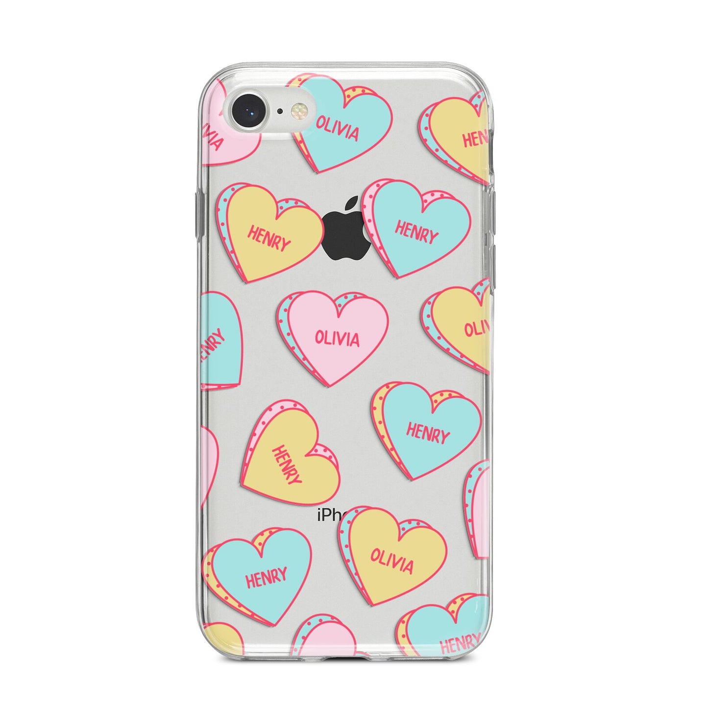 Personalised Heart Sweets iPhone 8 Bumper Case on Silver iPhone