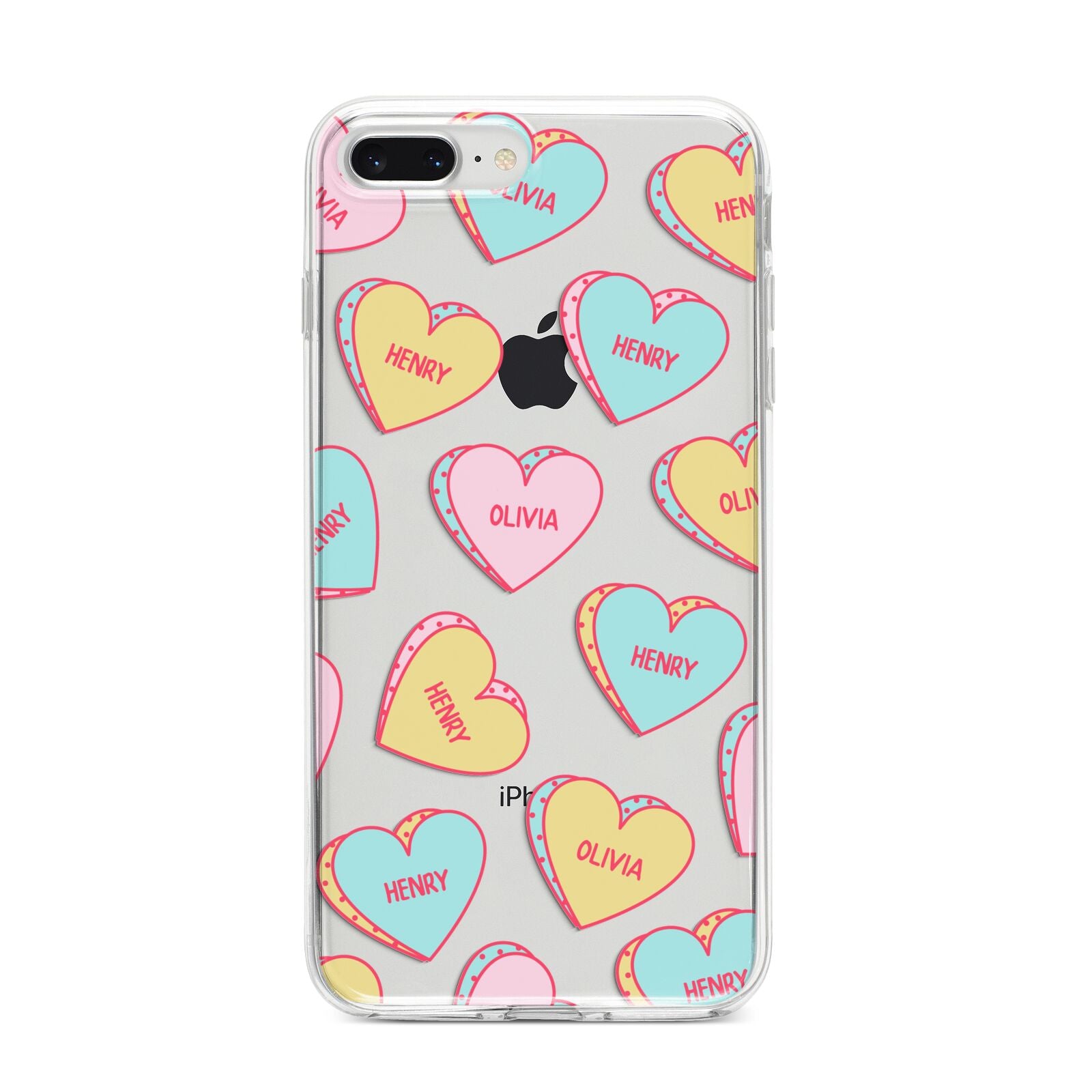Personalised Heart Sweets iPhone 8 Plus Bumper Case on Silver iPhone