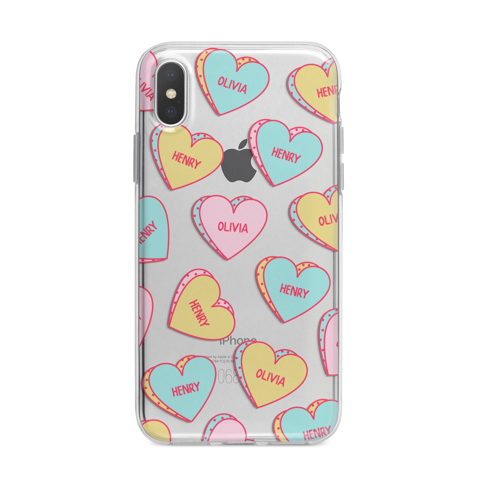 Personalised Heart Sweets iPhone X Bumper Case on Silver iPhone Alternative Image 1
