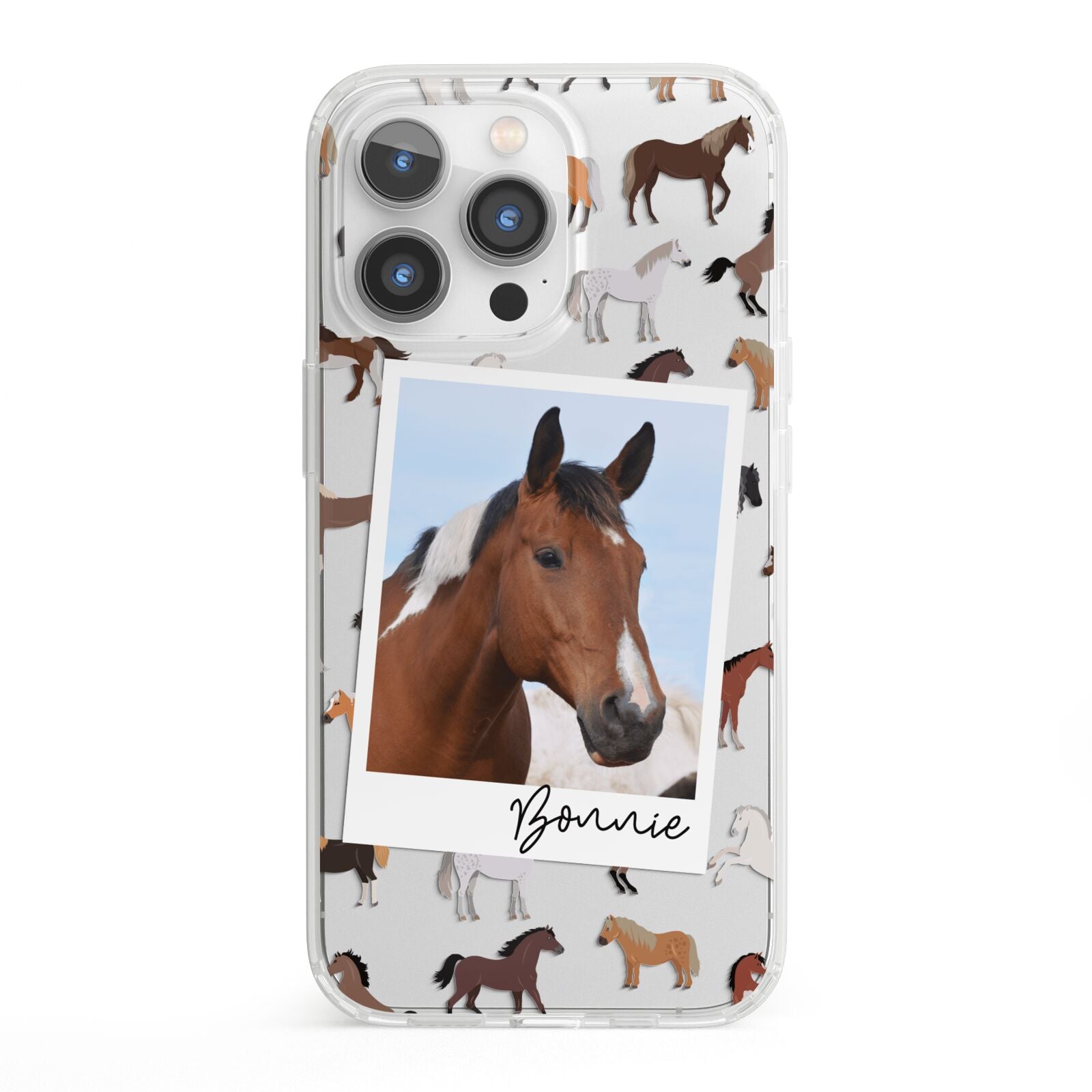 Personalised Horse Photo iPhone 13 Pro Clear Bumper Case