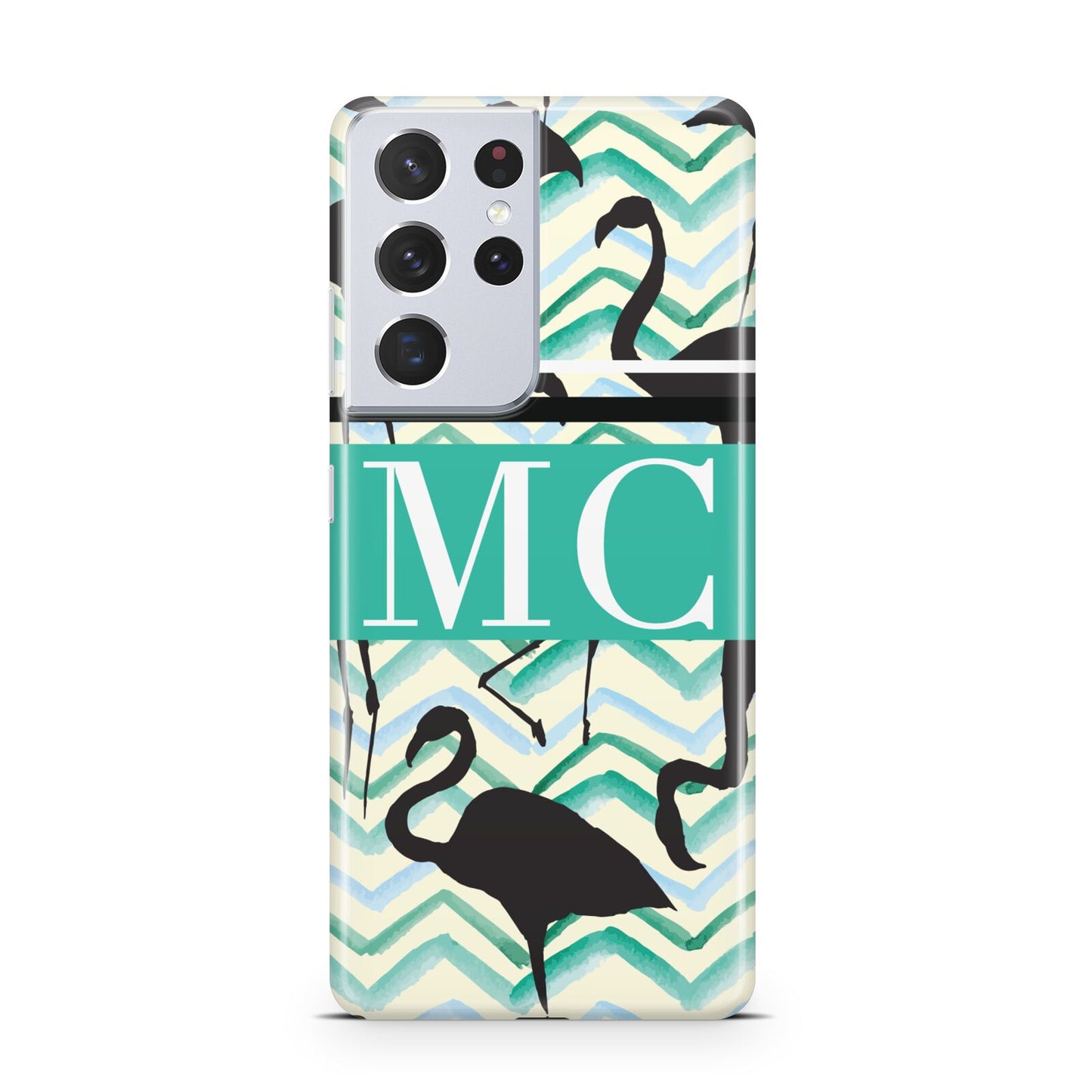 Personalised Initials Flamingos 2 Samsung S21 Ultra Case