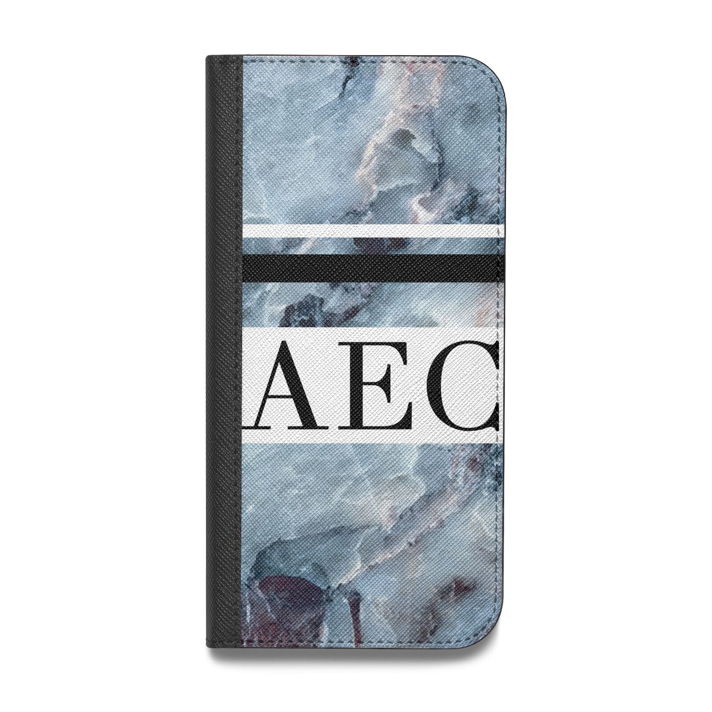 Personalised Initials Marble 9 Vegan Leather Flip iPhone Case