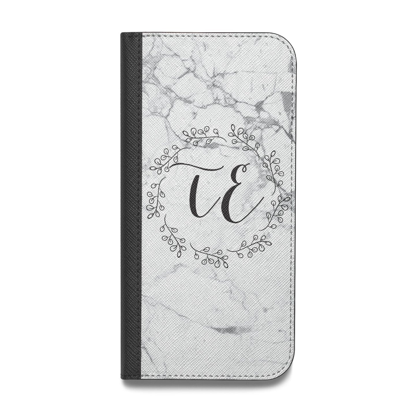 Personalised Initials Marble Vegan Leather Flip iPhone Case