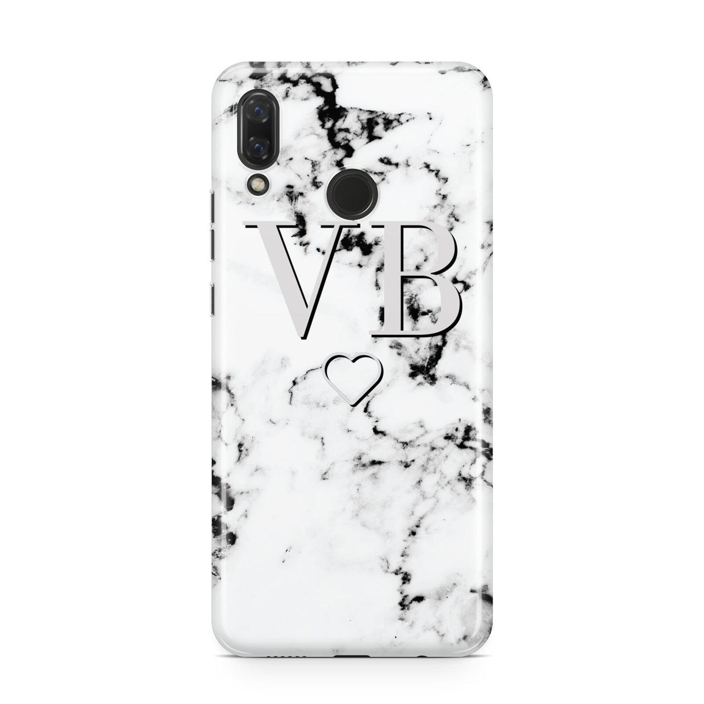 Personalised Initials Outline Heart Marble Huawei Nova 3 Phone Case