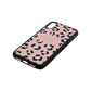 Personalised Leopard Print Embossed Pink Pebble Leather iPhone Xr Case Side Angle