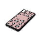 Personalised Leopard Print Embossed Pink Pebble Leather iPhone Xs Max Case Side Angle