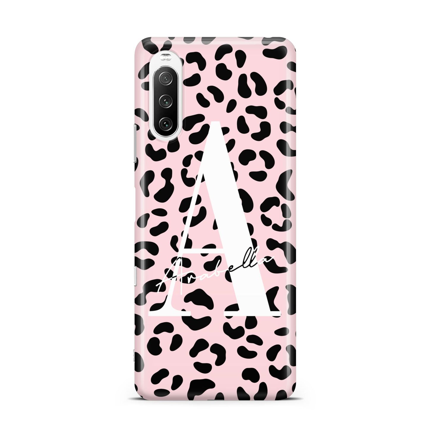 Personalised Leopard Print Pink Black Sony Xperia 10 III Case