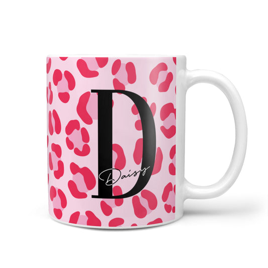 Personalised Leopard Print Pink Red 10oz Mug