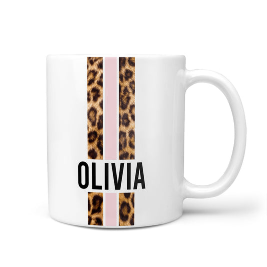 Personalised Leopard Print Stripe 10oz Mug