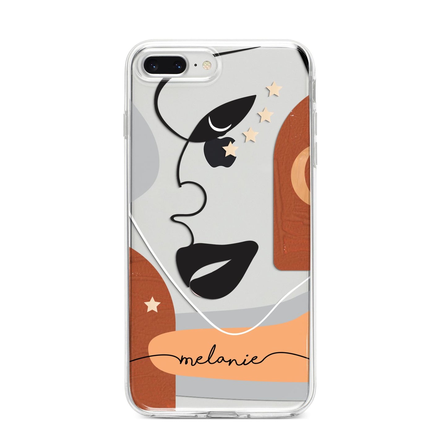 Personalised Line Art iPhone 8 Plus Bumper Case on Silver iPhone