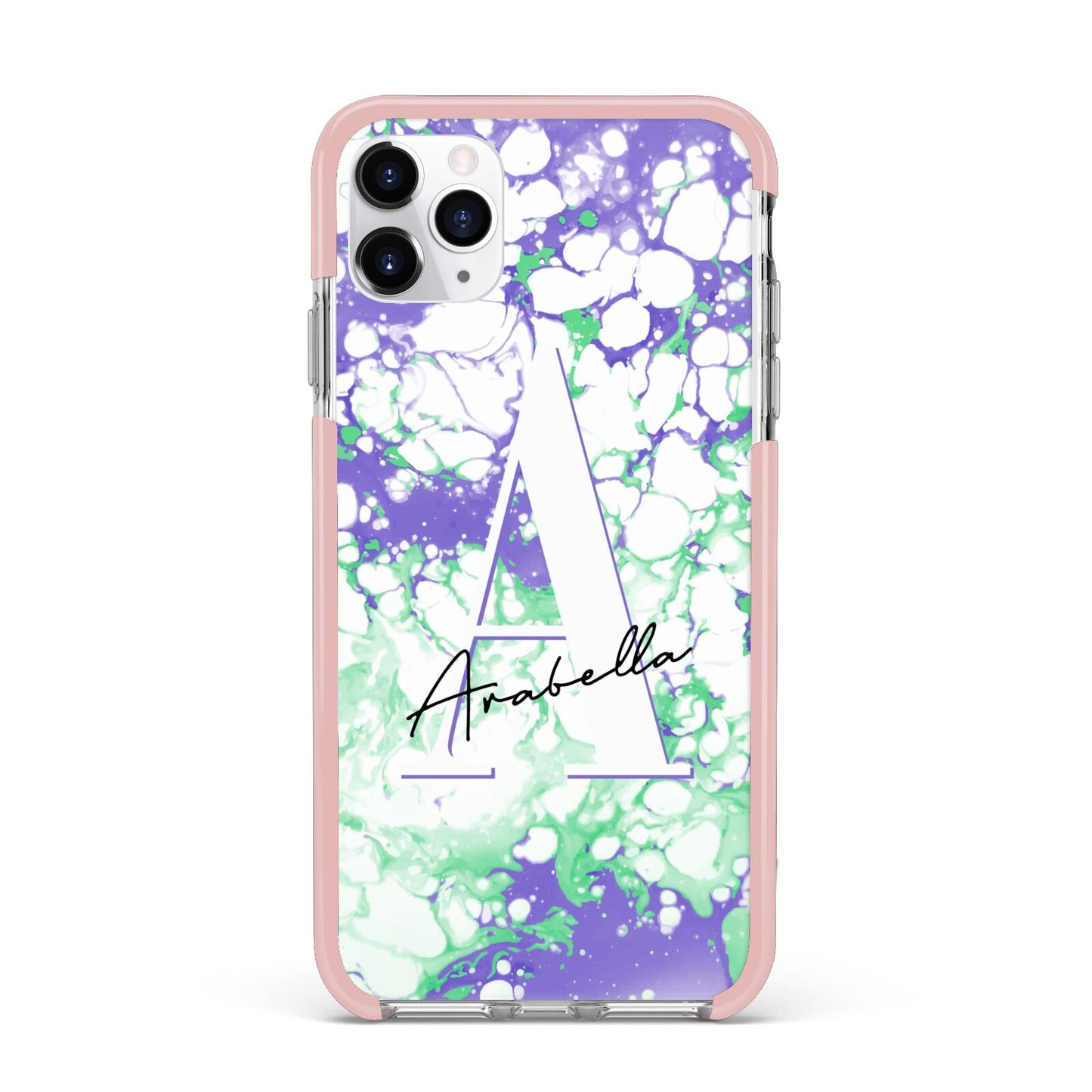 Personalised Liquid Marble iPhone 11 Pro Max Impact Pink Edge Case