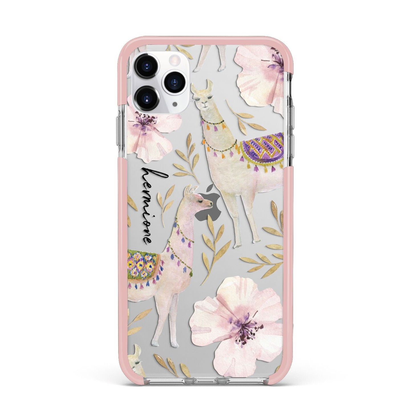 Personalised Llamas iPhone 11 Pro Max Impact Pink Edge Case