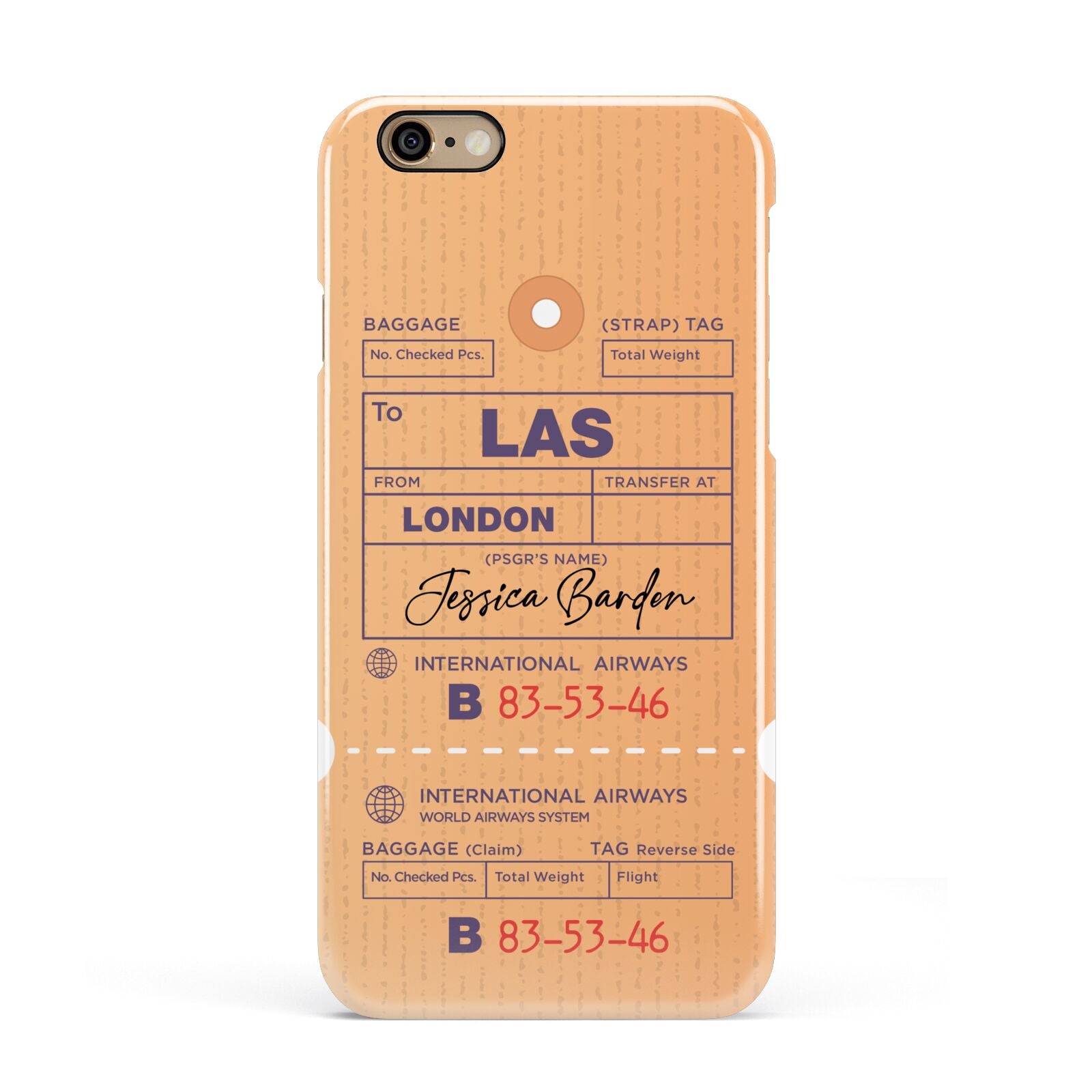 Personalised Luggage Tag Apple iPhone 6 3D Snap Case