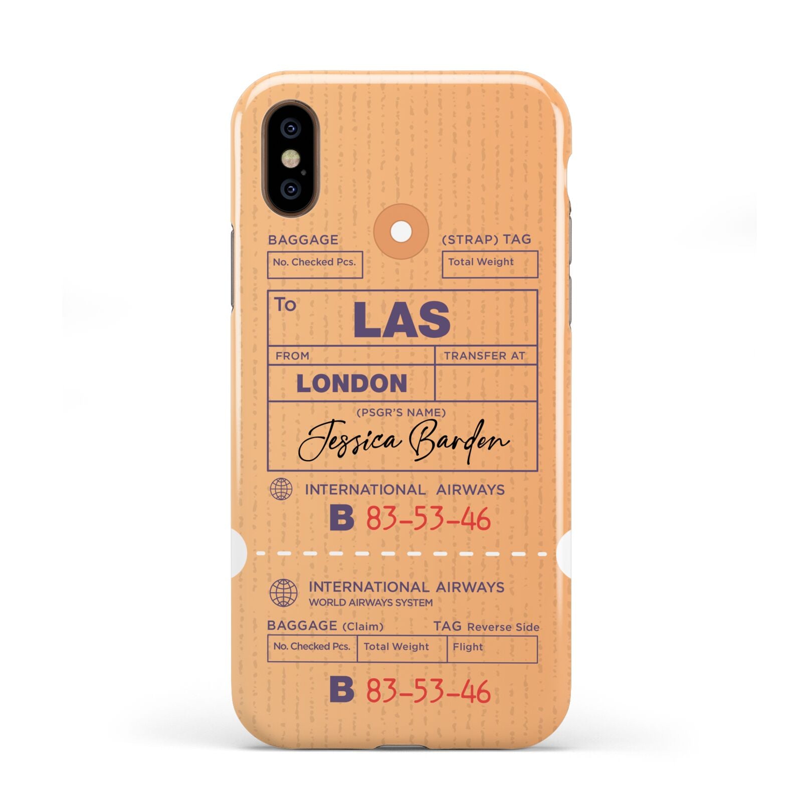Personalised Luggage Tag Apple iPhone XS 3D Tough