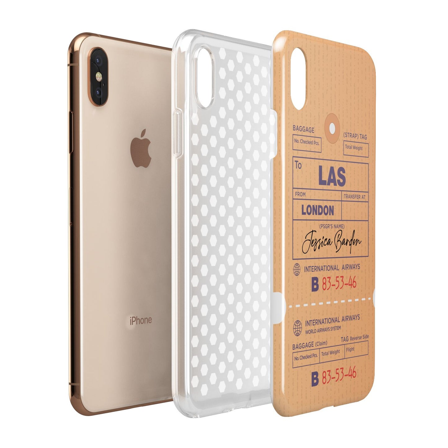 Personalised Luggage Tag Apple iPhone Xs Max 3D Tough Case Expanded View