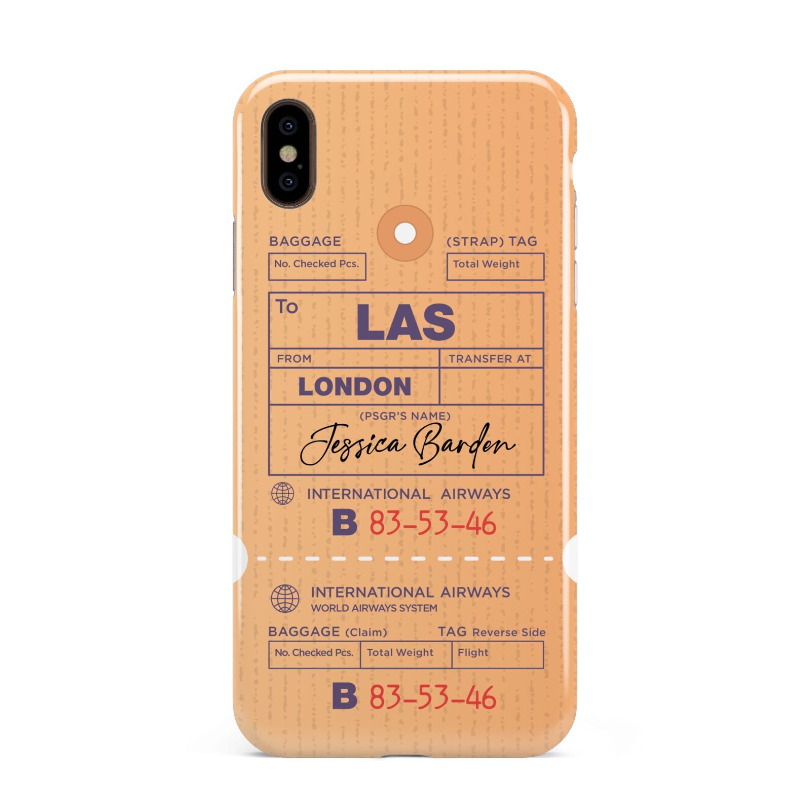 Personalised Luggage Tag Apple iPhone Xs Max 3D Tough Case