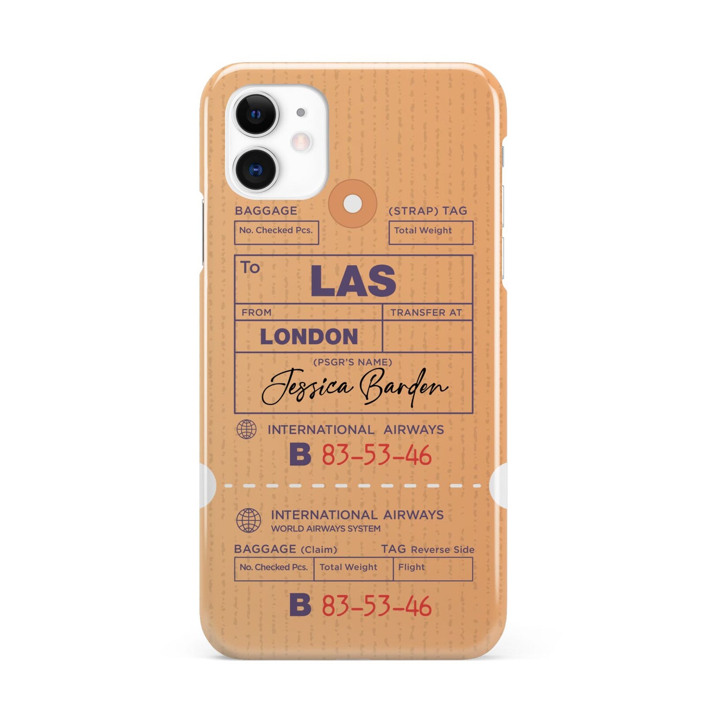 Personalised Luggage Tag iPhone 11 3D Snap Case