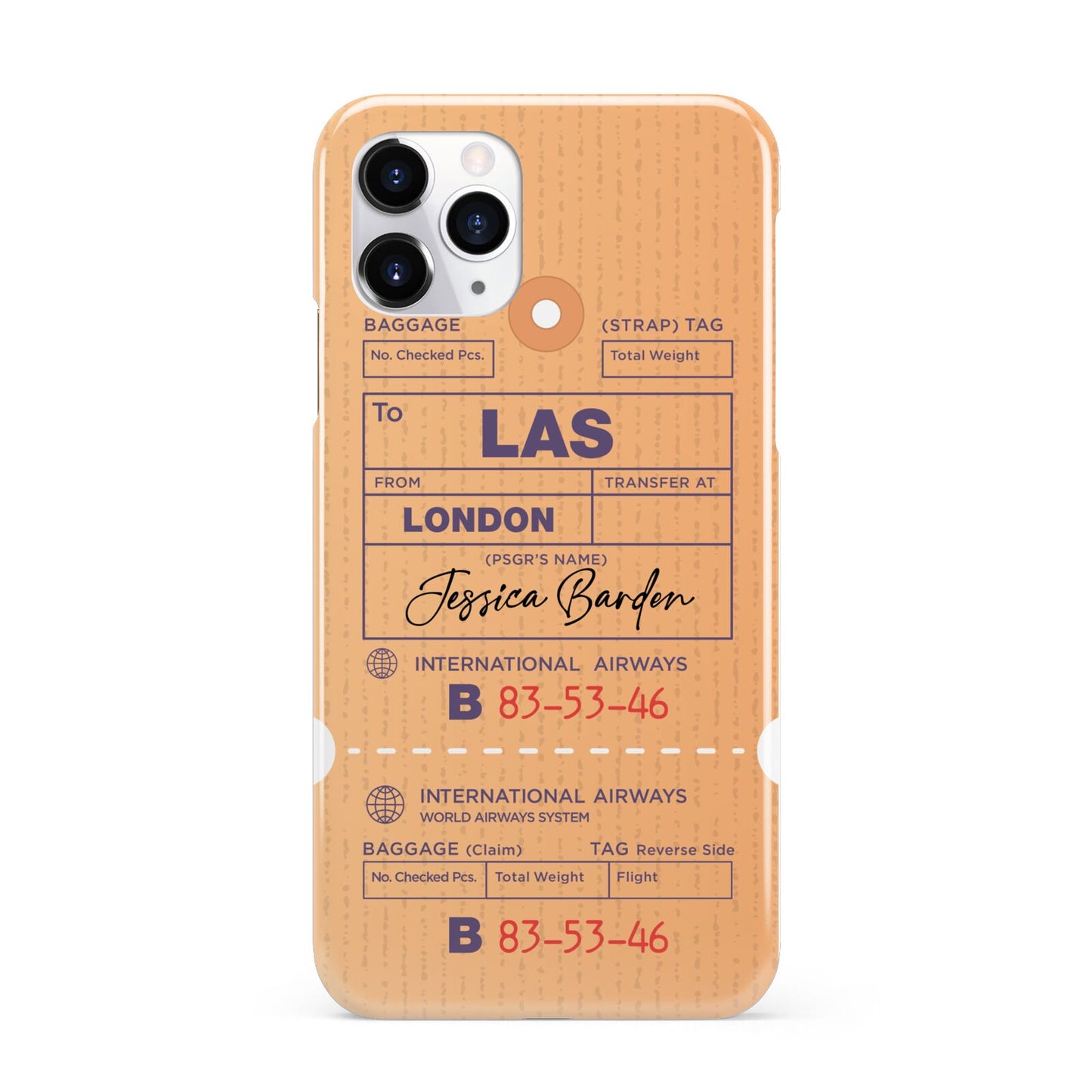Personalised Luggage Tag iPhone 11 Pro 3D Snap Case