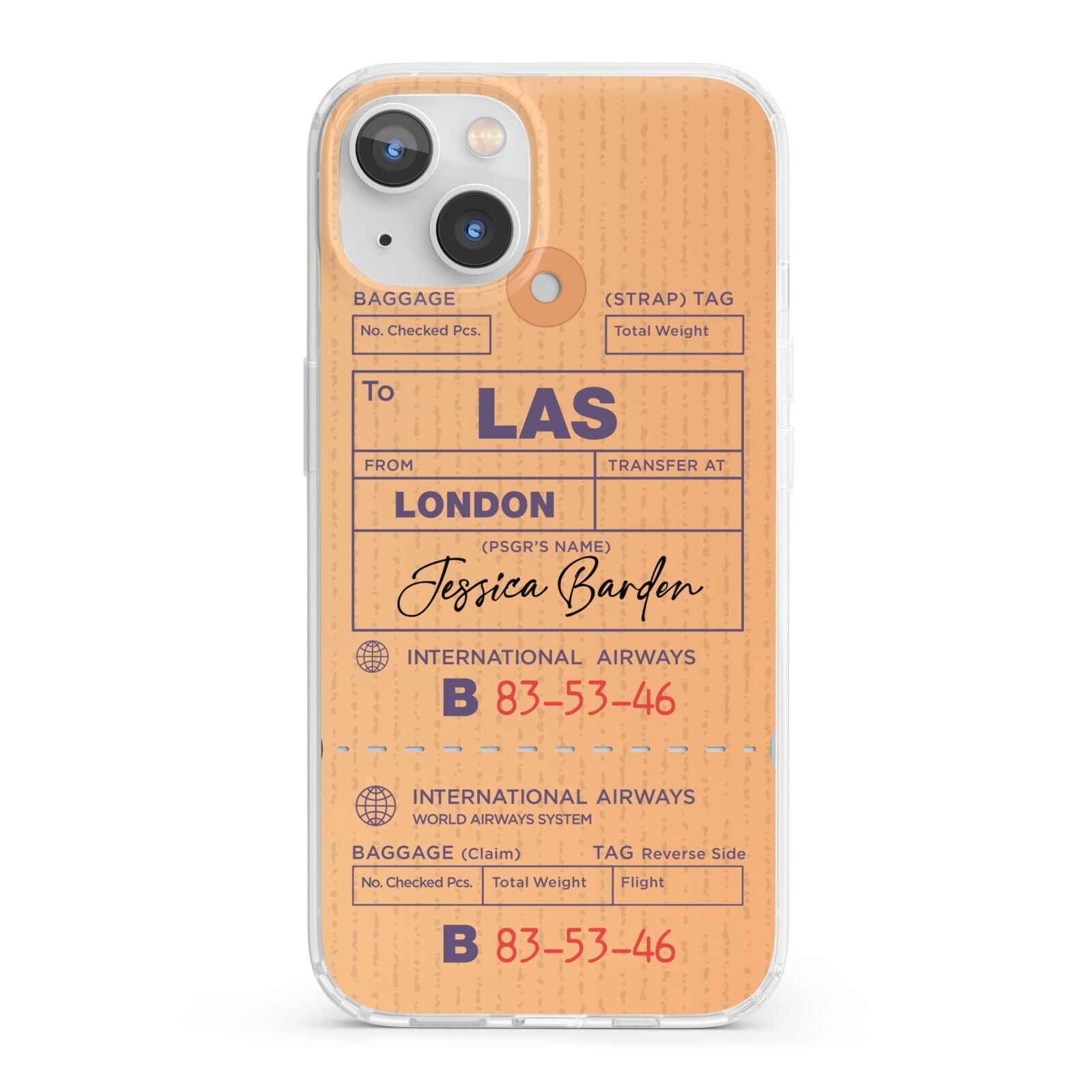 Personalised Luggage Tag iPhone 13 Clear Bumper Case